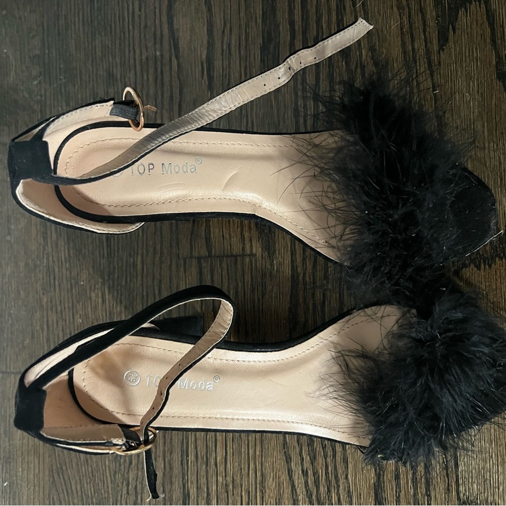 Black Furry Heel